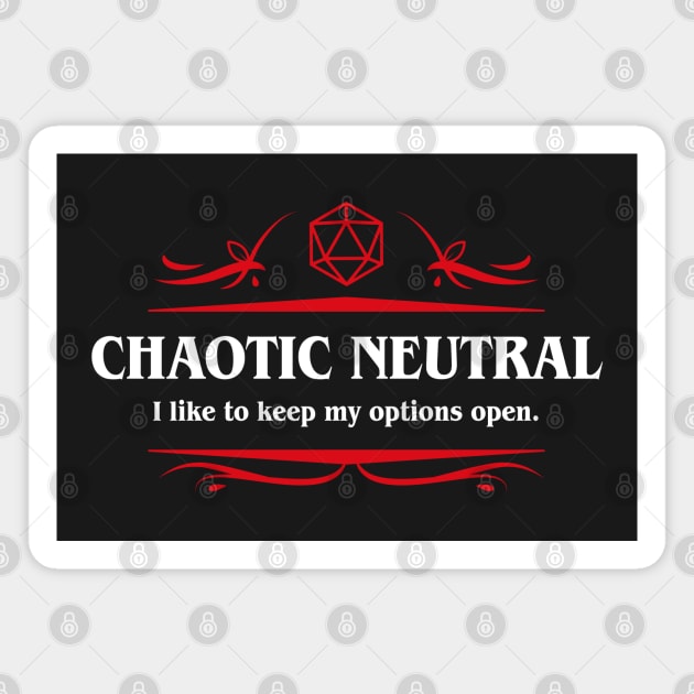 Chaotic Neutral Tabletop RPG Addict Magnet by pixeptional